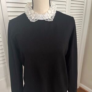 Feminine Lace Collar Sweater
